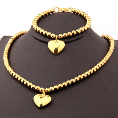 Sweet Heart Shape Alloy Plating Women's Bracelets Necklace