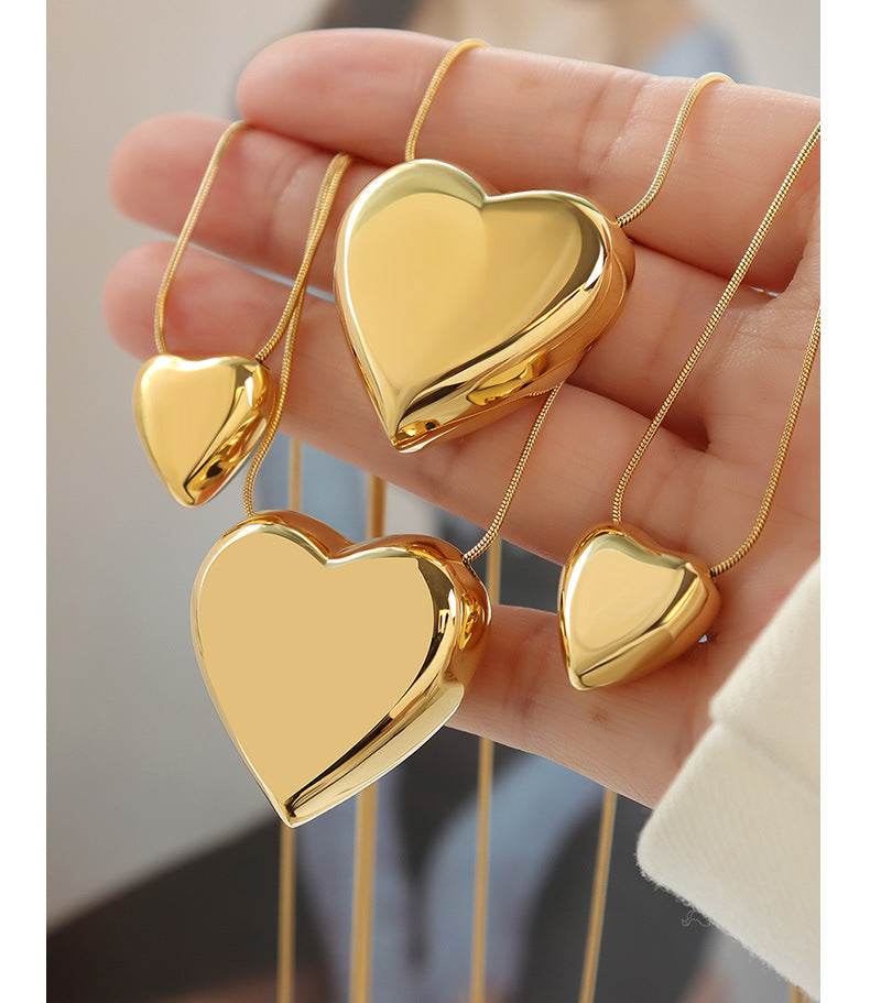 Fashion Heart Titanium Steel Plating Necklace