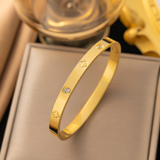 Ellipse Titanium Steel 18K Gold Plated Bangles