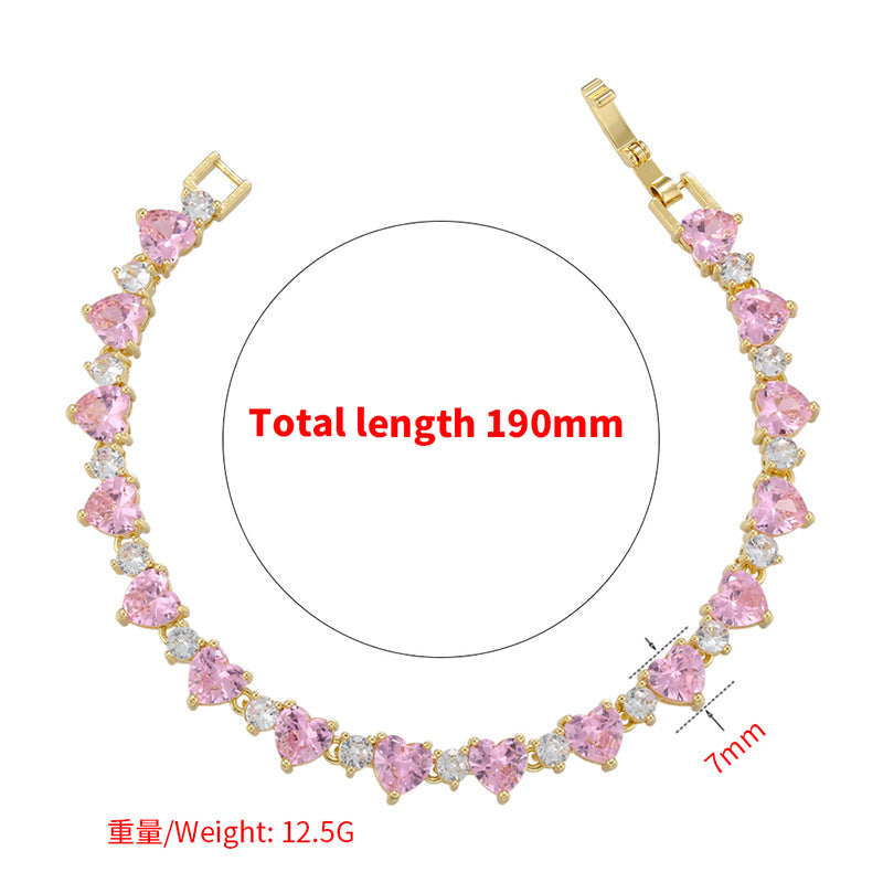 Simple Style Heart Shape Copper Plating Zircon Bracelets 1 Piece