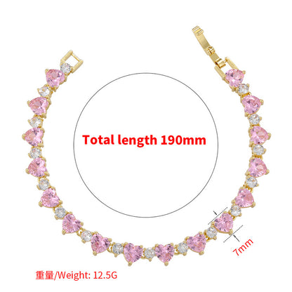 Simple Style Heart Shape Copper Plating Zircon Bracelets 1 Piece