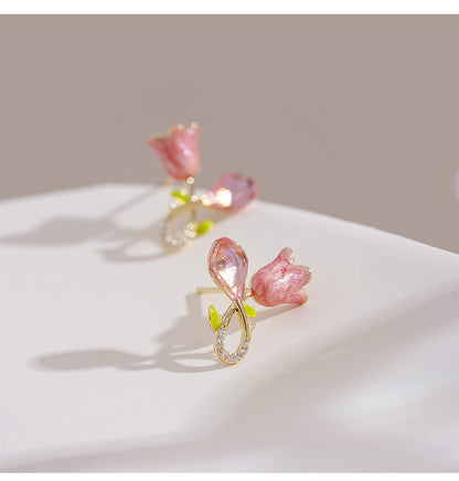 1 Pair Simple Style Classic Style Flower Inlay Alloy Zircon Ear Studs