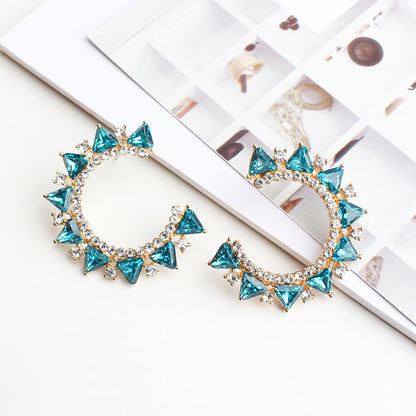 1 Pair Retro Triangle Plating Inlay Alloy Artificial Diamond Glass Ear Studs