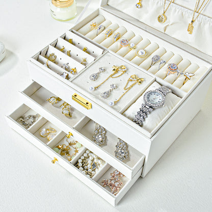 Multifunctional jewelry box Household multi-layer drawer type anti-oxidation large-capacity earrings, earrings, jewelry storage box