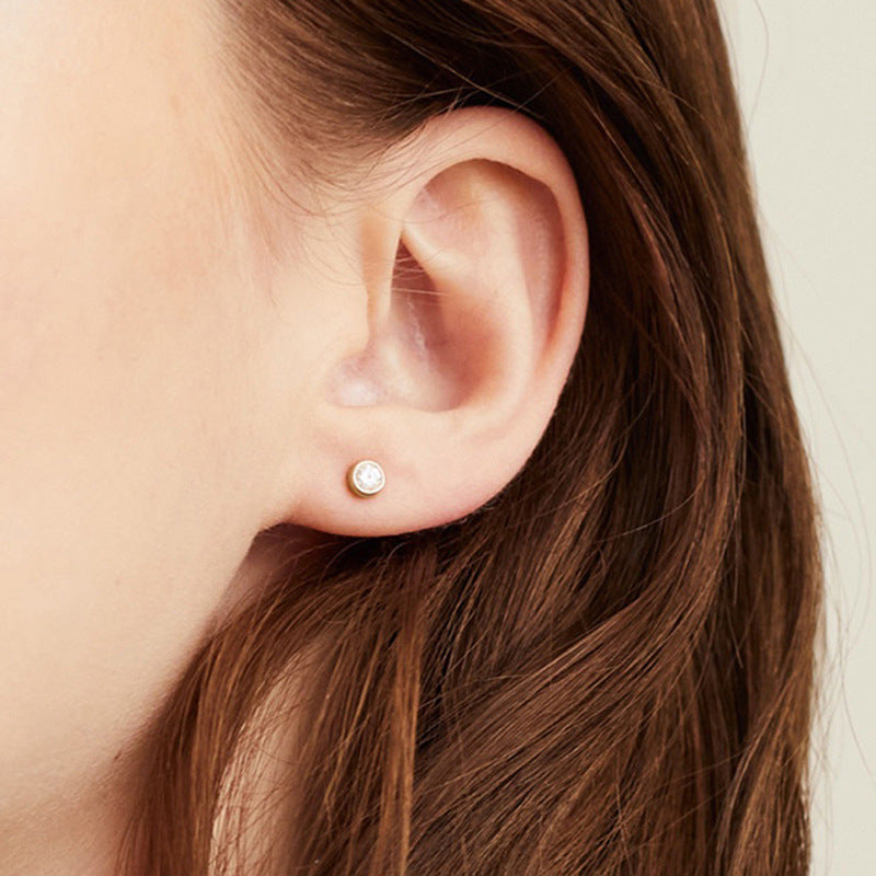 Creative Geometric Inlaid Zircon Circle Shape Earrings
