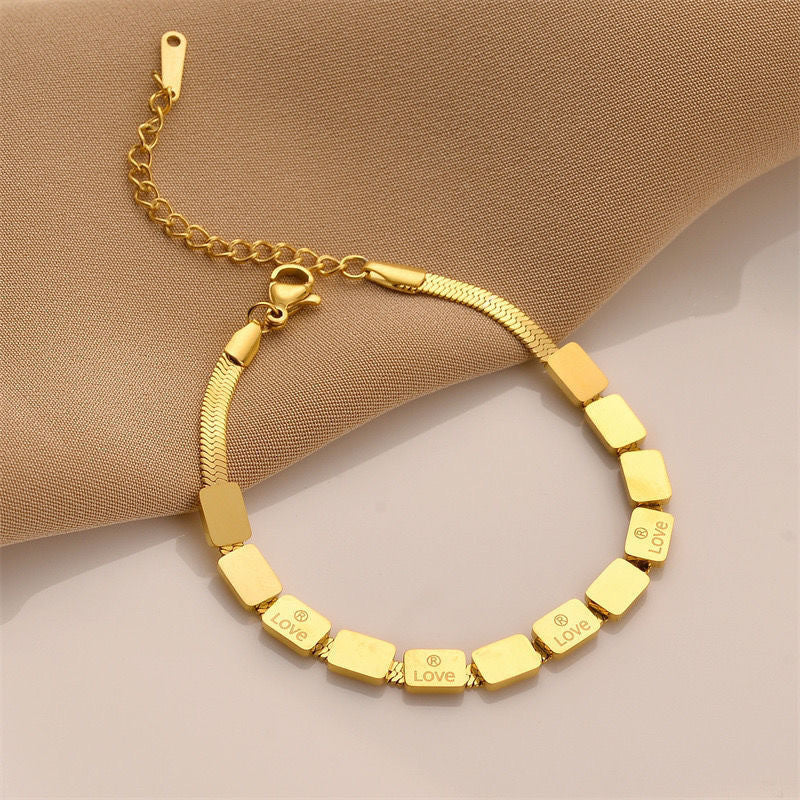 Retro Classic Style Geometric Titanium Steel Plating Bracelets Necklace