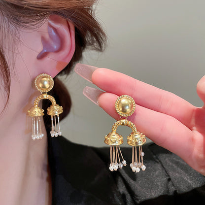 1 Pair Retro Solid Color Plating Copper Drop Earrings