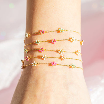 Fashion Flower Copper Bracelets Stoving Varnish Zircon Copper Bracelets