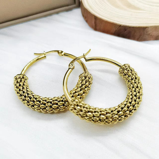 1 Pair Vacation Solid Color Plating Stainless Steel Hoop Earrings