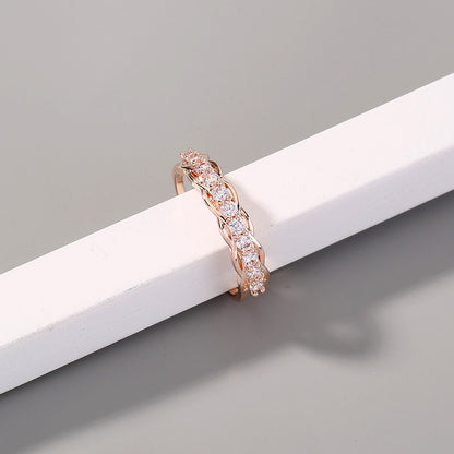 Wholesale Jewelry Micro-inlaid White Zircon Wave Copper Ring Gooddiy