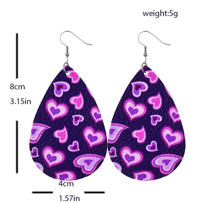 1 Pair Elegant Classic Style Water Droplets Heart Shape Pu Leather Drop Earrings