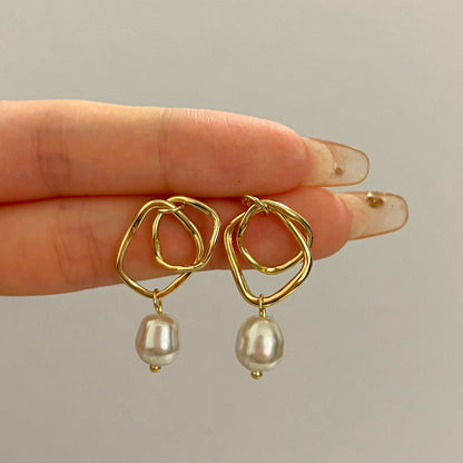 Fashion Irregular Alloy Pearl Drop Earrings