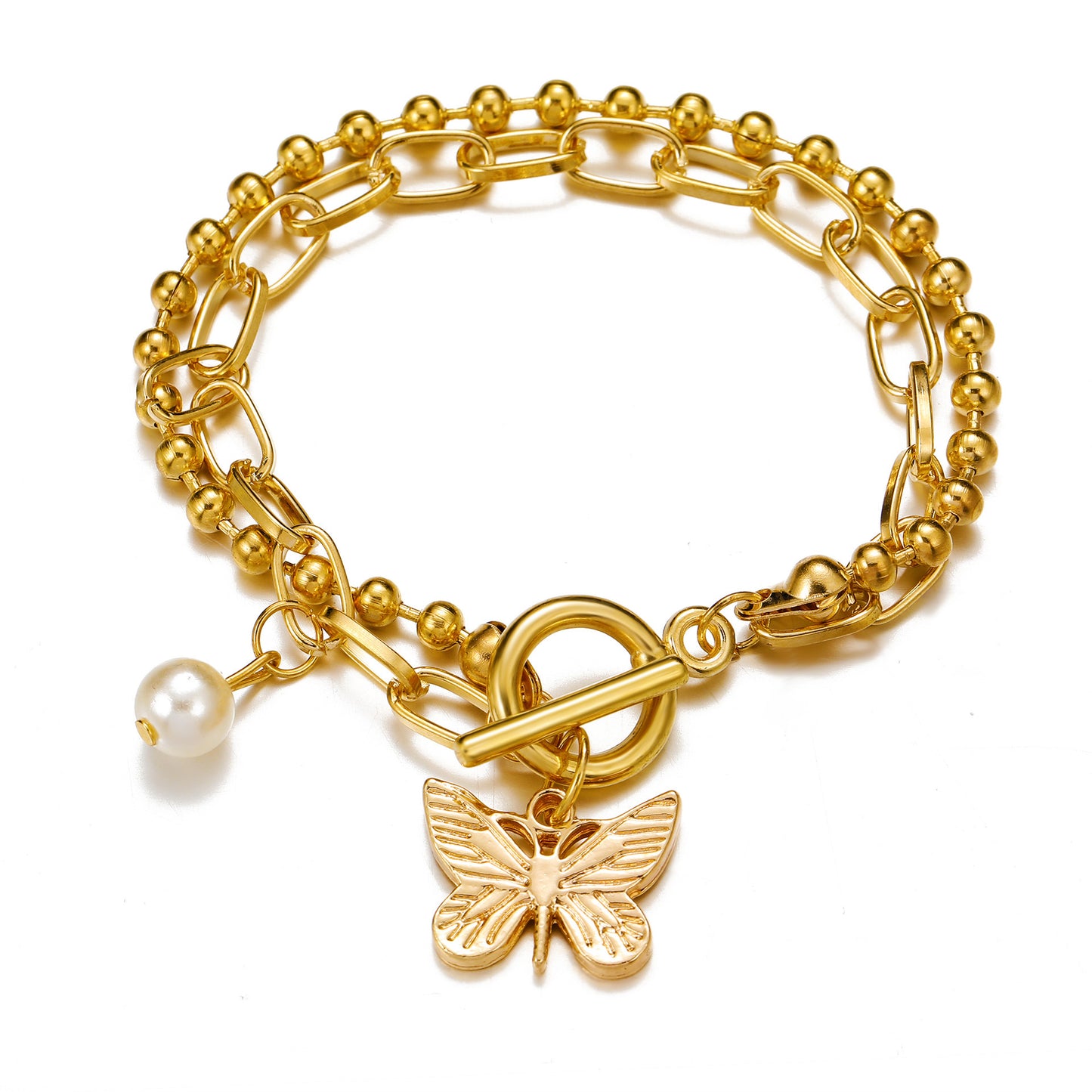 Simple Style Butterfly Alloy Plating Pearl Bracelets 1 Piece