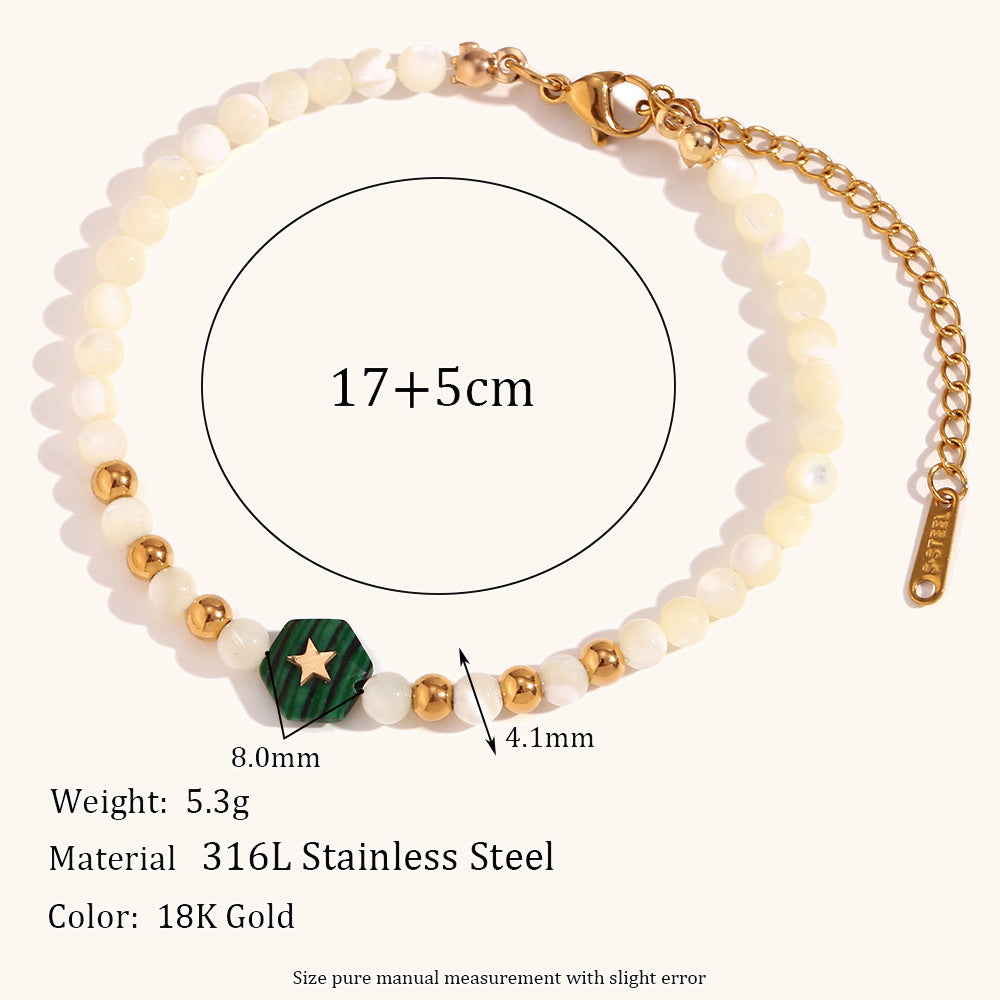 Simple Style Geometric Stainless Steel Artificial Pearl Natural Stone Beaded Plating Women's Bracelets