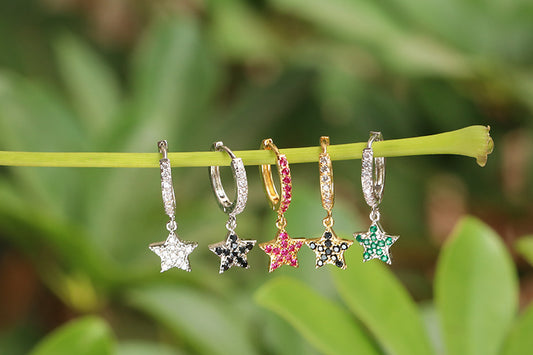 Fashion New Style Zircon Five-pointed Star Earrings