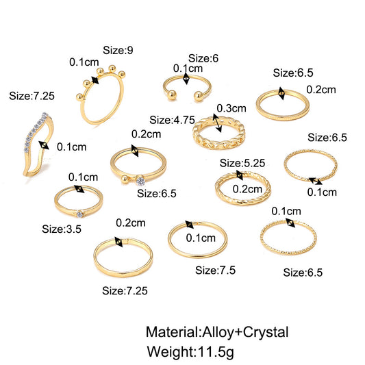 Creative Simple Peach Heart Moon Joint Ring Set 10-piece Set Wholesale