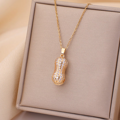 Casual Simple Style Rabbit Heart Shape Fish Tail Titanium Steel Plating Inlay Opal Pearl Zircon Pendant Necklace