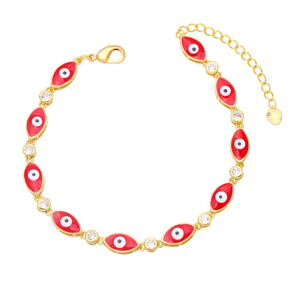 Boho Style Evil Eye Bracelet Color Dripping Eye Copper Bracelet Female Wholesale