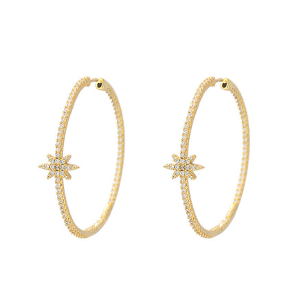 1 Pair Elegant Lady Simple Style Star Inlay Copper Zircon Earrings