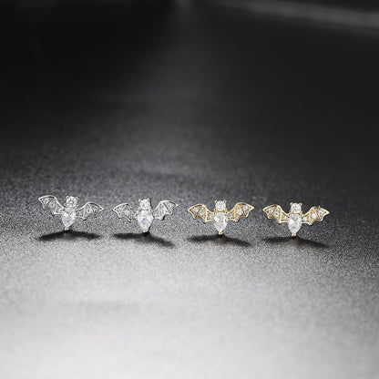 1 Pair Simple Style Bat Inlay Copper Zircon Ear Studs