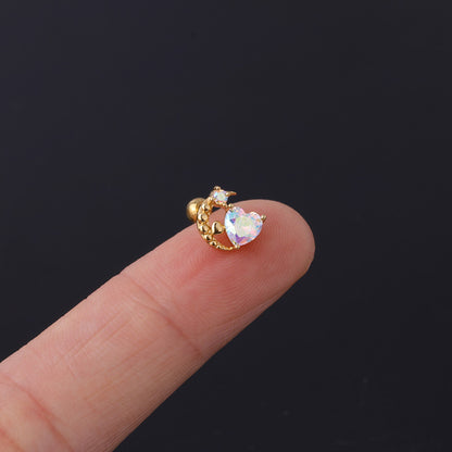 Geometric Plating Metal Artificial Gemstones Earrings Ear Studs