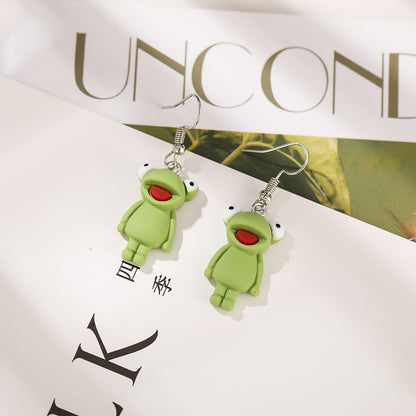 European And American Frog Earrings Creative Cute Green Frog Earrings Wholesale