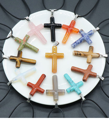 Fashion Cross Natural Stone Polishing Jewelry Accessories 1 Piece