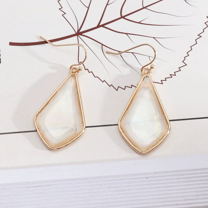 1 Pair Simple Style Color Block Alloy Inlay Shell Women's Drop Earrings
