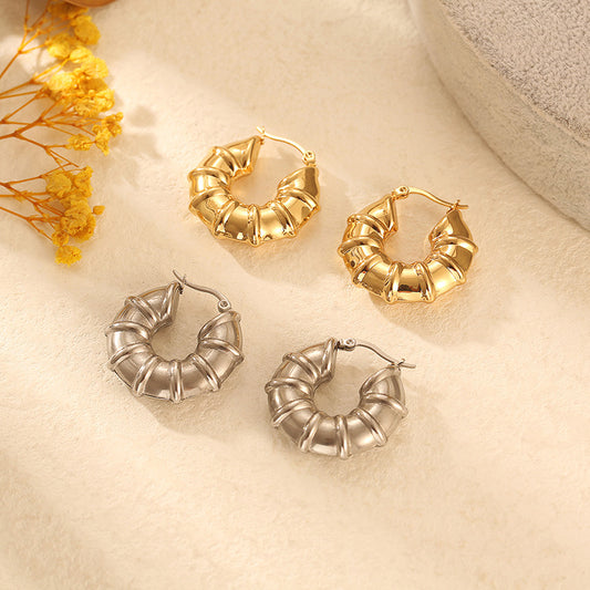 Simple Style Round Stainless Steel Plating Earrings 1 Pair