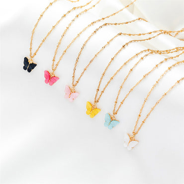 1 Set Simple Style Butterfly Arylic Alloy Plating Women's Earrings Necklace