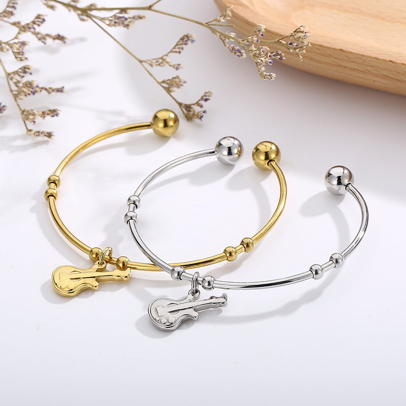 Jewelry Wholesale Ladies Instrument Open Violin Stainless Steel Bracelet