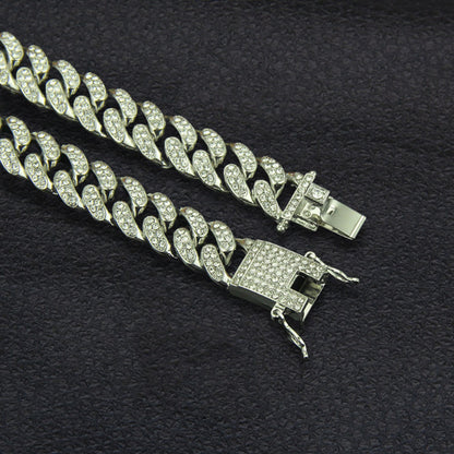 Hip-hop Solid Color Alloy Inlay Rhinestones Men's Bracelets Necklace