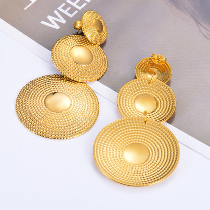 1 Pair Exaggerated Round Plating Stainless Steel Drop Earrings