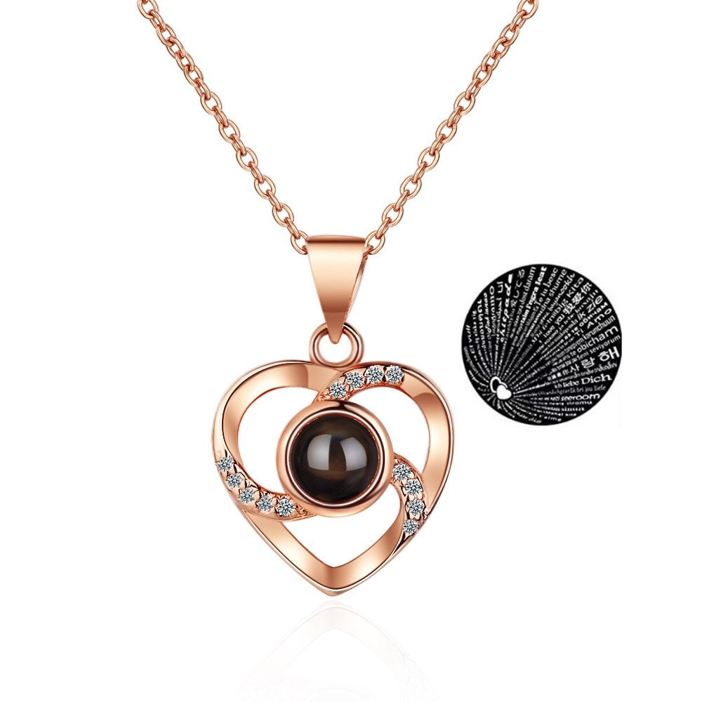 Simple Style Commute Heart Shape Copper Zircon Pendant Necklace In Bulk