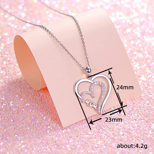 Copper Simple Style Commute Heart Shape Inlay Rhinestones Pendant Necklace