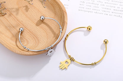 Fashion Stainless Steel Women's Gold Palm Open Bracelet