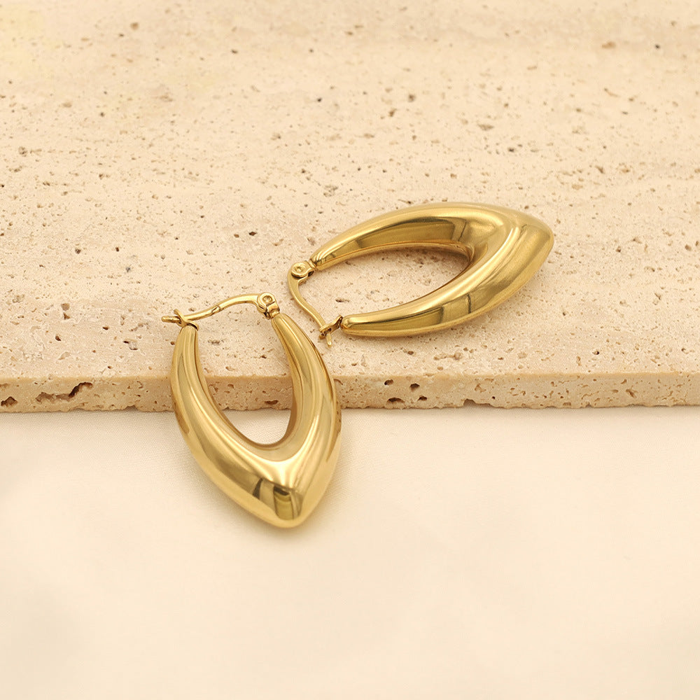 1 Pair Simple Style C Shape U Shape V Shape Plating Stainless Steel Earrings