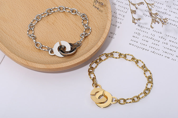 Fashion New Stainless Steel Twisted Stitching Chain Bracelet Women