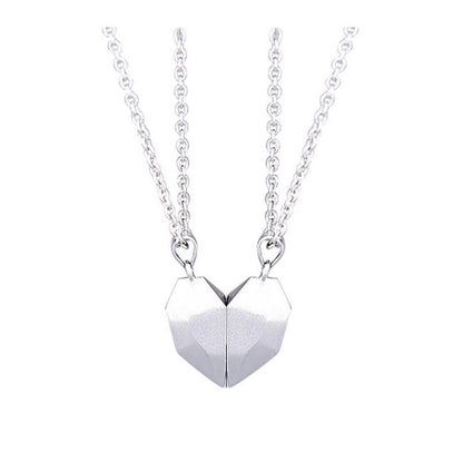 1 Set Simple Style Heart Shape Alloy Plating Couple Pendant Necklace