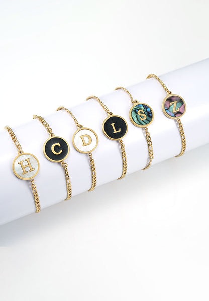 Simple Style Letter Stainless Steel Bracelets Gold Plated Shell Stainless Steel Bracelets