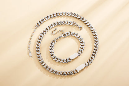 Fashion Thick Chain Solid Color Stainless Steel Necklace Bracelet Set Wholesale Gooddiy