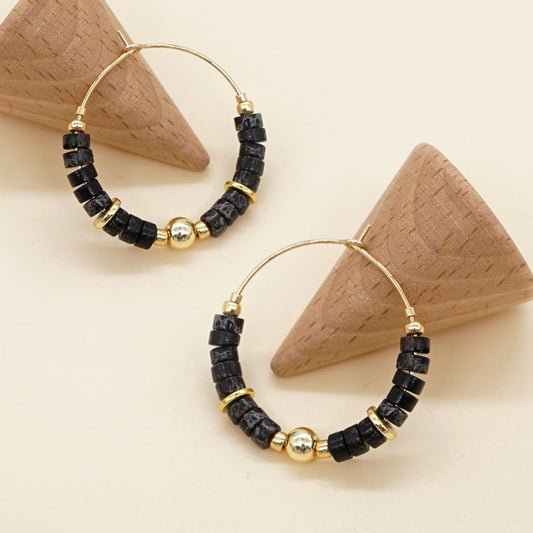 1 Pair Bohemian Geometric Beaded Alloy Women's Hoop Earrings