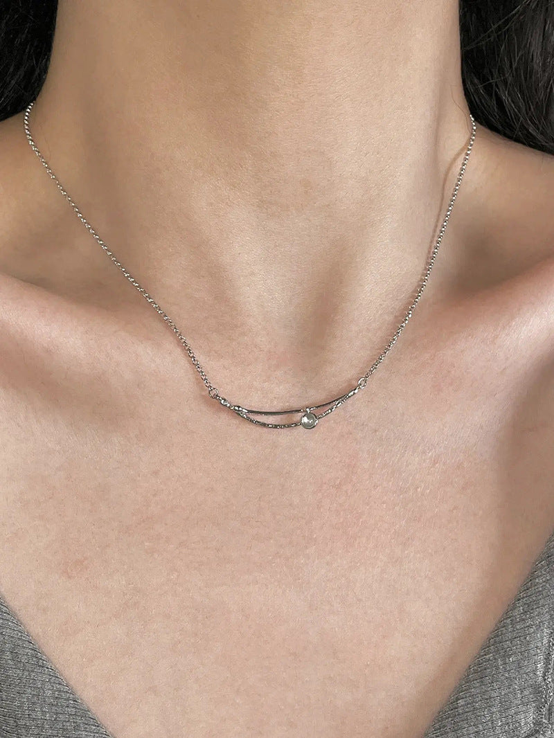 Geometric Necklace For Women 2023 New Light Luxury Minority Design Sense Summer Commuting Titanium Steel Clavicle Chain Fashion