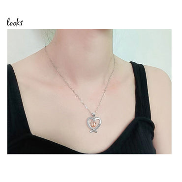 Copper MAMA Simple Style Letter Heart Shape Footprint Hollow Out Inlay Zircon Pendant Necklace
