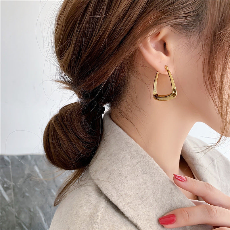 1 Pair Simple Style Solid Color Plating Stainless Steel Gold Plated Earrings