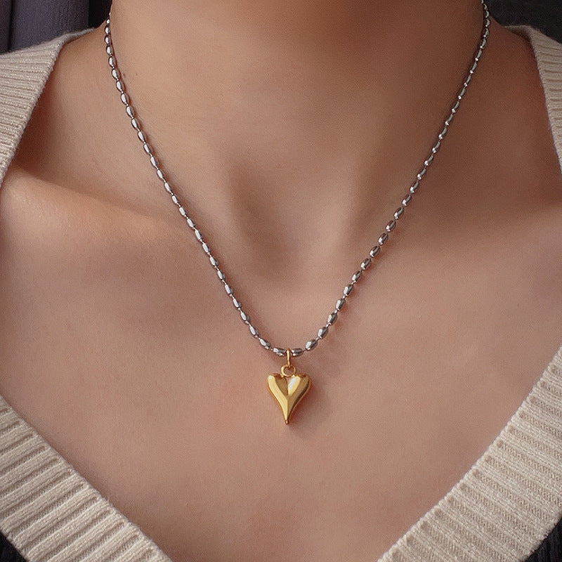 Titanium Steel 18K Gold Plated Simple Style Heart Shape Pendant Necklace
