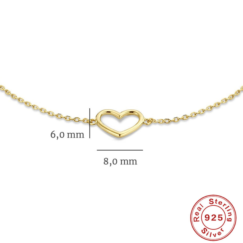 Simple Style Heart Shape Sterling Silver Plating 18k Gold Plated Bracelets