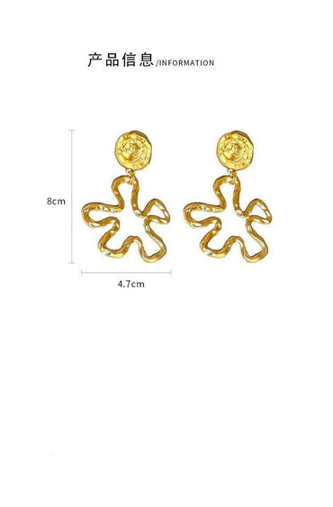 1 Pair Retro Exaggerated Flower Plating Metal Drop Earrings