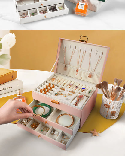 Multifunctional jewelry box Household multi-layer drawer type anti-oxidation large-capacity earrings, earrings, jewelry storage box