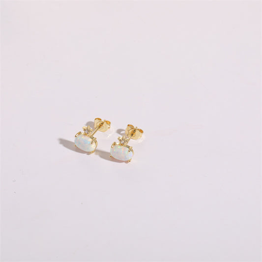 Opal Zircon Earrings 925 Silver Pin Wholesale Women's Ins Wind  New Light Luxury Simple Temperament Studs